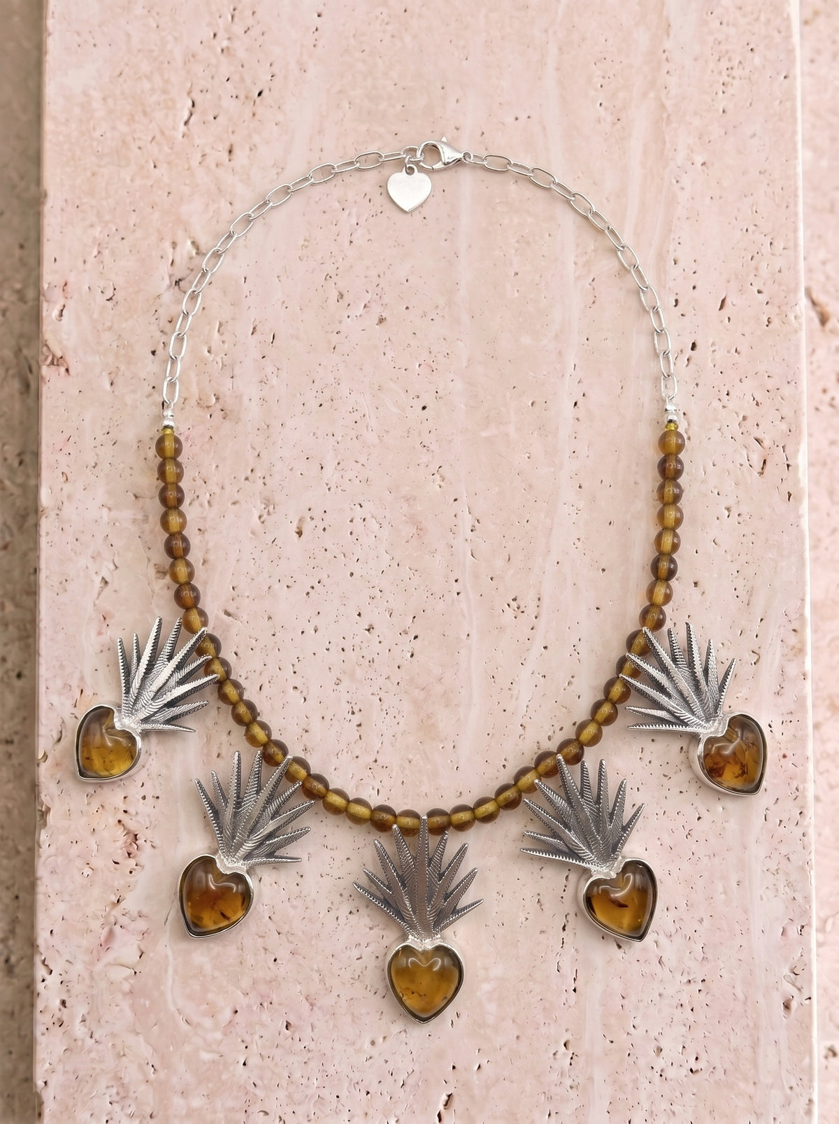 Amber Heart of Agave Necklace
