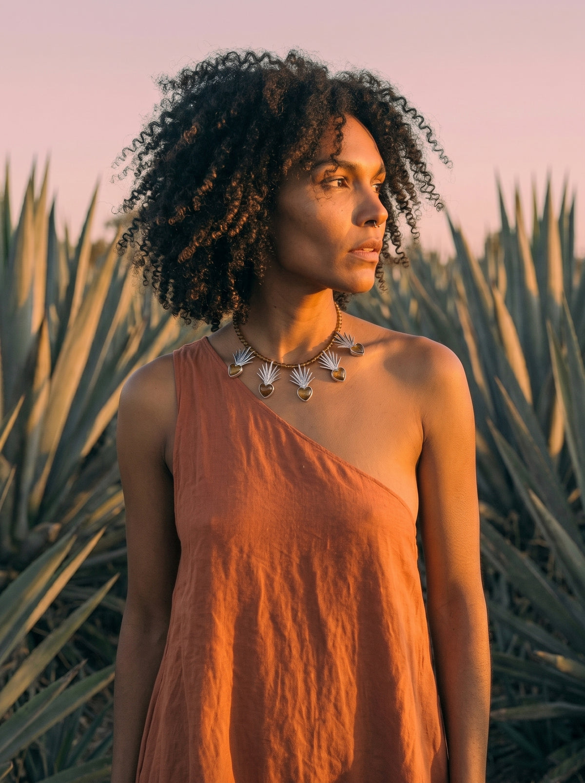 Amber Heart of Agave Necklace