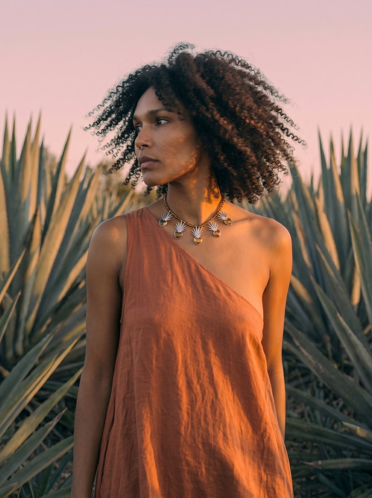 Amber Heart of Agave Necklace