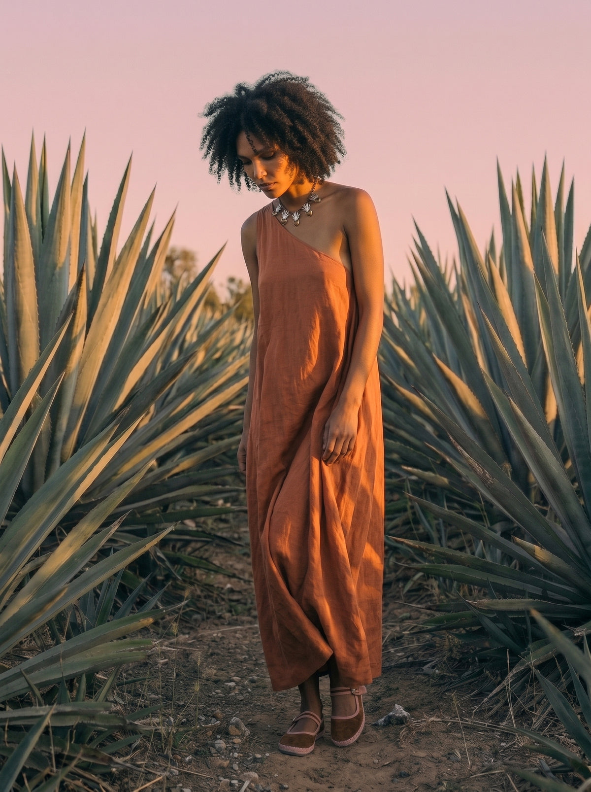 Amber Heart of Agave Necklace